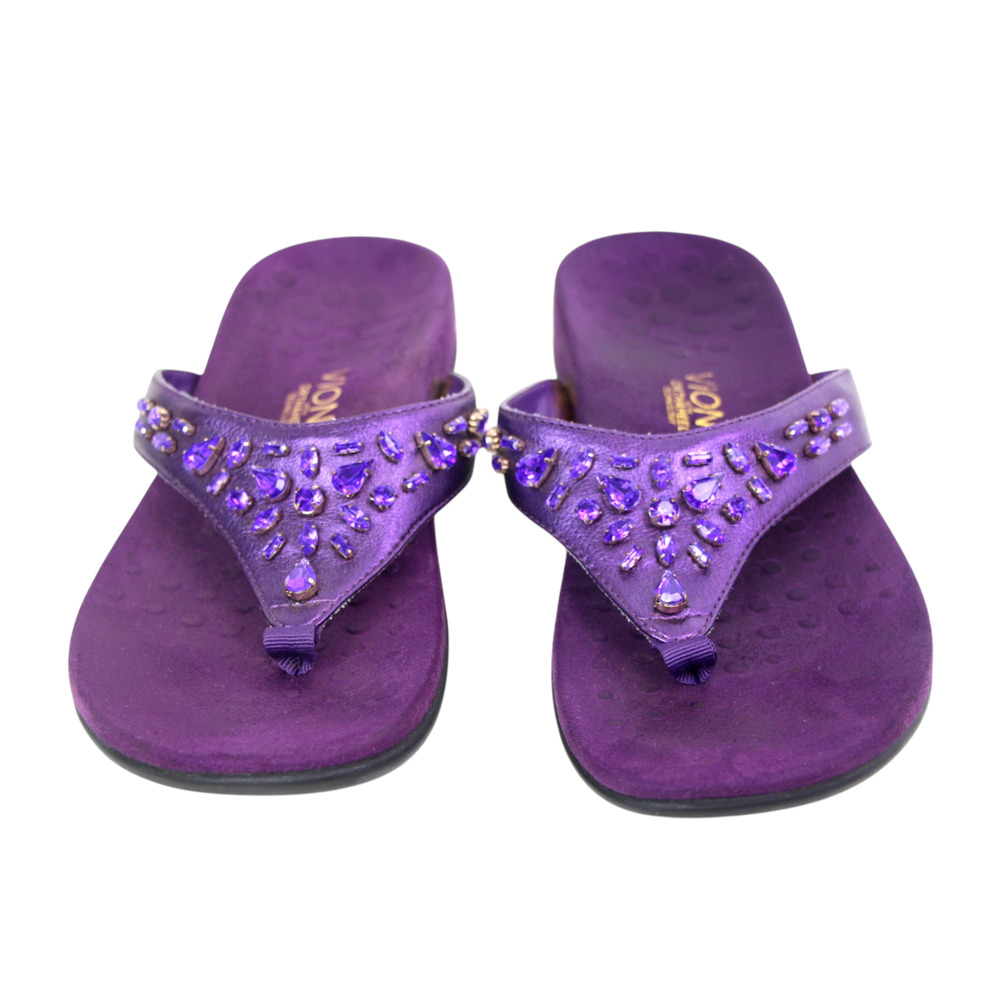 Vionic PURPLE FAUX LEATHER FLIP FLOP SANDALS MULES SHOES Size 9 US/40 EU - Picture 3 of 11